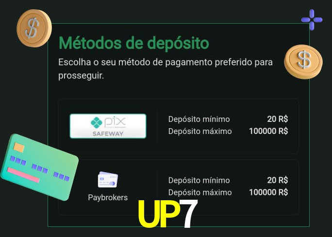 O cassino UP7 oferece uma grande variedade de métodos de pagamento